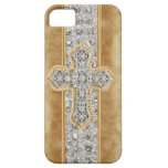 Faux Marble & Rhinestone Cross IPHONE 5 CASE