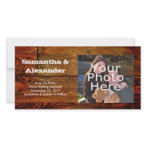 Faux Oiled Wood Plank Personalized Custom Photo Card Template
