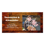 Faux Oiled Wood Plank Personalized Custom Photo Card Template