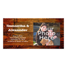 Faux Oiled Wood Plank Personalized Custom Photo Card Template