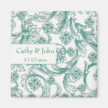 FAUX paper cutout blue save the dates Refrigerator Magnet