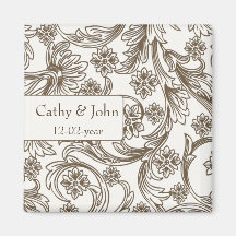 FAUX paper cutout brown save the dates Refrigerator Magnet