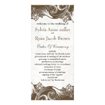 FAUX paper cutout effect brown Wedding program Customized Rack Card