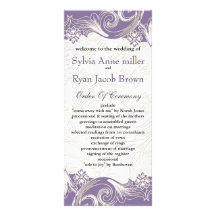 FAUX paper cutout effect purple Wedding program Personalized Rack Card