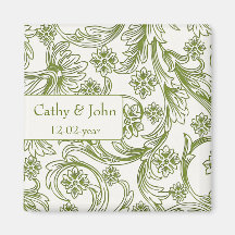 FAUX paper cutout green save the dates Fridge Magnet