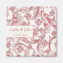 FAUX paper cutout pink save the dates Fridge Magnets
