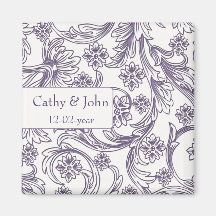 FAUX paper cutout purple save the dates Magnet