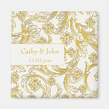 FAUX paper cutout yellow save the dates Fridge Magnet