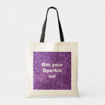 Faux Purple Glitter Canvas Bag