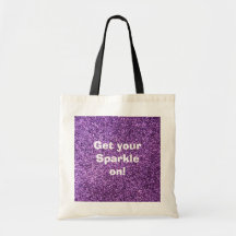 Faux Purple Glitter Canvas Bag