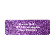 Faux Purple Glitter Return Address Label