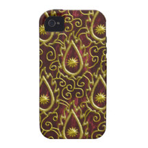 faux red velvet golden flame Case-Mate iPhone 4 case
