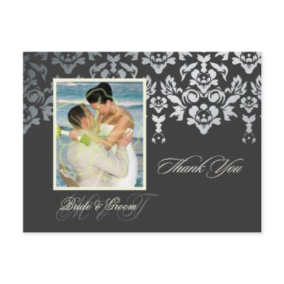 Faux Silver Damask Lace Thank You Photo/DIY colour Postcards by Classic_Events