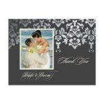 Faux Silver Damask Lace Thank You Photo/DIY colour postcards