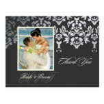 Faux Silver Damask Lace Thank You Photo/DIY colour Postcards