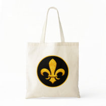 Faux Stone Gold Fleur de lis Tote Bags