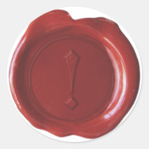 Faux Wax Seal - Blood Red - Explanation Mark Round Stickers