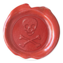 Faux Wax Seal - Red Skull & Crossbones -