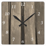 Faux Weathered Barn Wood Square Clock