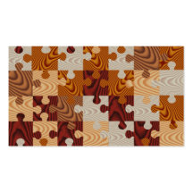 Faux wood jigsaw puzzle business card templates