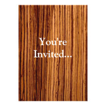 Faux Zebrawood Woodgrain Executive Custom Invite