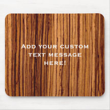 Faux Zebrawood Woodgrain Executive Mouse Pads
