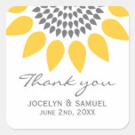 Faveur élégante de mariage de tournesol autocollants carrés