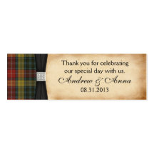 Faveur patinée de Merci de mariage de tartan de Bu Cartes De Visite Personnelles