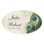 Favor Gift Sticker - Peacock Feathers Wedding Seal