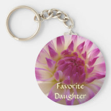 FAVORITE DAUGHTER! Gift Key Chain DAHLIA FLOWER