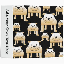 Fawn Bulldogs on Black. Binders