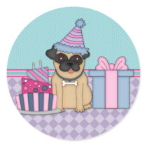 Fawn Pug Blank Birthday Invitations (4) Stickers