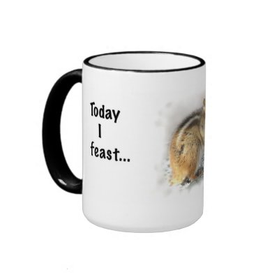 Feasting Chipmunk Mugs by Bebops
