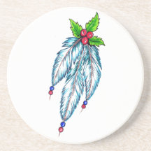 Feather and Holly Coaster
