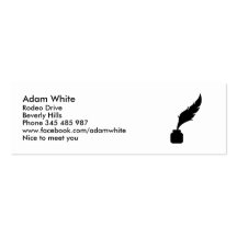 Feather ink writer business card template
