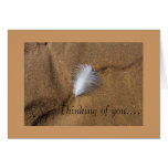 Feather on Sand Blank Thinking of You Card
