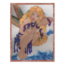 feathered faerie with beads postcards
