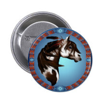 Feathered Paint Horse-Button