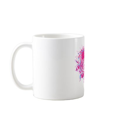 Feathery Fuschia Heart Coffee Mugs by greenbaby