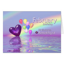 February Birthday Amethyst Heart Cards