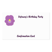 February's Birthday Party-Customize Business Card Template