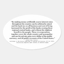 Federal Reserve Interest Rates by Alfred O Crozier Oval Stickers