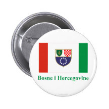 Federation of Bosnia & Herzegovina Flag with Name Pinback Button
