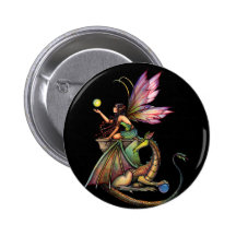 Fée et dragon des globes du dragon par l'aquarium  badge avec épingle