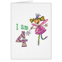 Fée rose de princesse (âge 4) carte de vœux