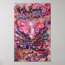 Feel My Beauty Pink Cancer Angel Print