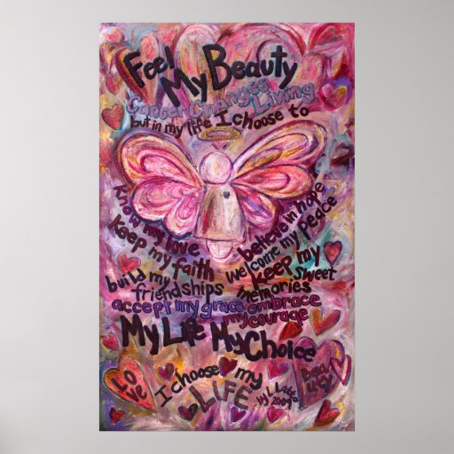 Feel My Beauty Pink Cancer Angel Print