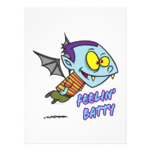 feeling batty funny vampire kid toon invitations