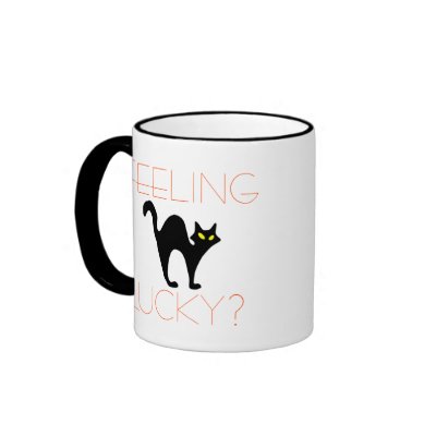 Feeling Lucky Black Cat Halloween Mug by angela65