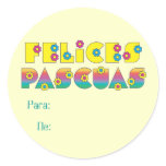 Felices Pascuas Etiqueta Redonda
